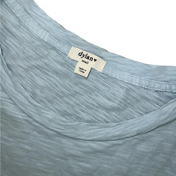 Dylan Light Blue Double Ruffle Sleeve Tee Slub Cotton - Picture 6 of 9